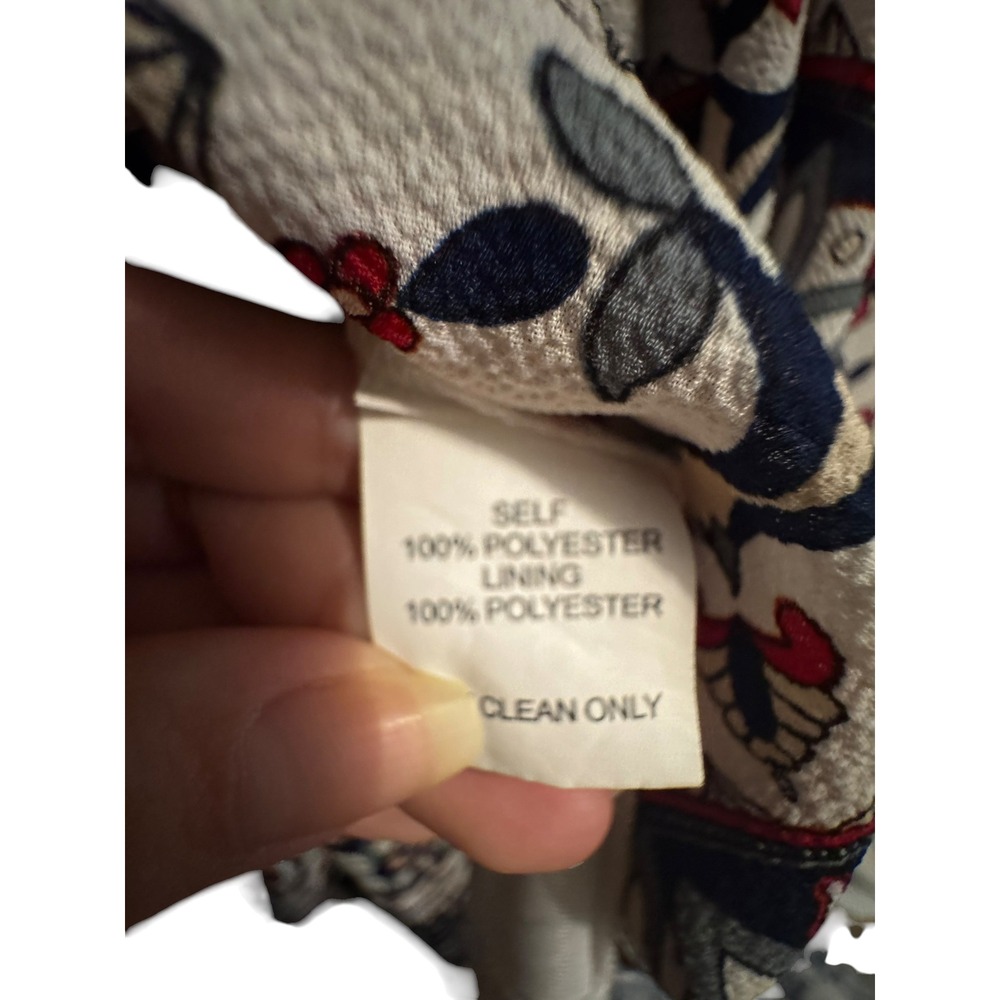 Impressions Medallion Print Maxi Dress Blue Red Ruffle Bell Sleeve Large Boho - Picture 7 of 12